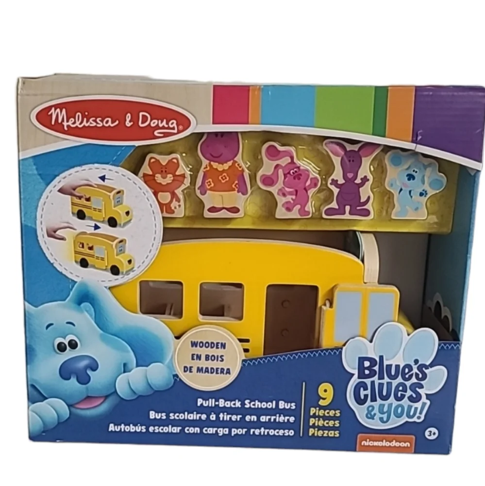 Melissa Dough Blues Clues Wooden Yellow School Bus Kids Toy